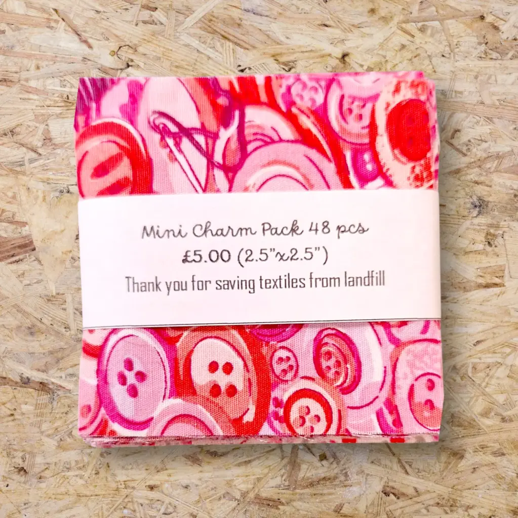 Pink Button Print Mini Charm Pack (48 pcs)