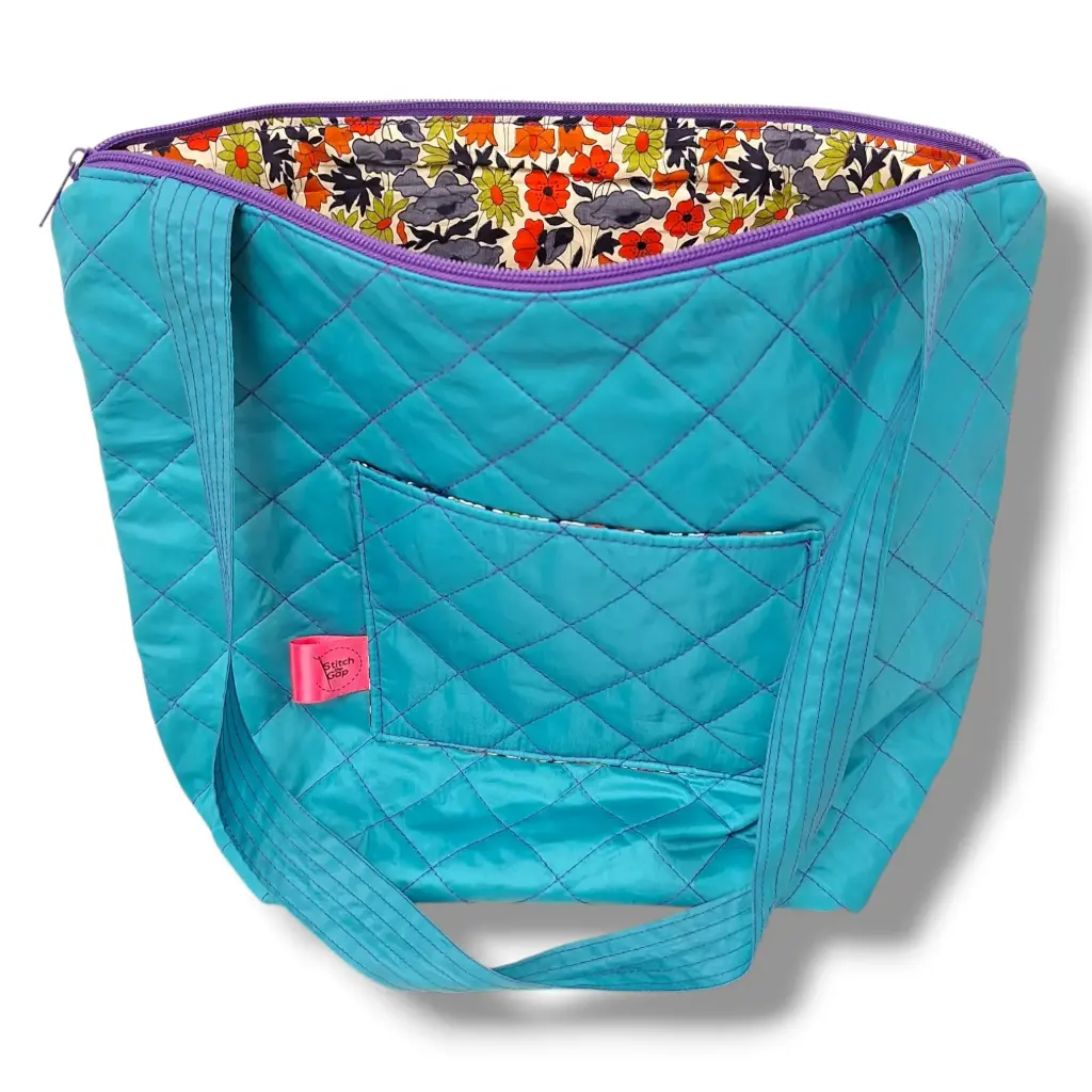Repurposed Tent Bag - Turquoise with Floral lining